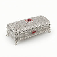Embossed Jewelry Box with Hinged Lid Decorative Jewelry Box with Feet Rectangular Elegant for Dresser