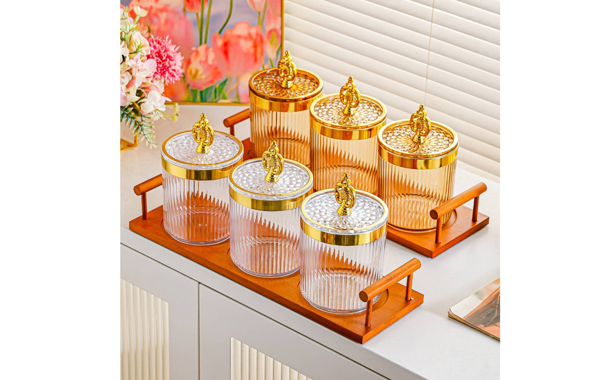 3 Pieces Tea Storage Jar Airtight Decorative Seal Jar for Tabletop, Kitchen