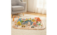 90 Pieces Wooden Train Set Diy Wooden Railway Set Toy Train Track with Accessories Non Playset BPA-Safe for Children, Playroom