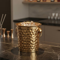 Hammered Stainless Steel Ice Bucket Easy to Gleaming Metal Champagne Bucket Cooling Stainless Steel Beverage Chiller for Restaurants, Party