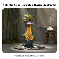 Humidifier Function Indoor Rockery Waterfall Feng Shui Decor Floor Standing Waterfall Fountain Mist Generator LED Rockery Water Feature Artisan-Made for Business Owners, Living Room, Office, Hotel Lobby, Reception Area