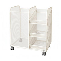 Slanted Shelves Rolling Mesh Rack Caster Wheels Toy Storage Rack Movable Rolling Shelf Metal