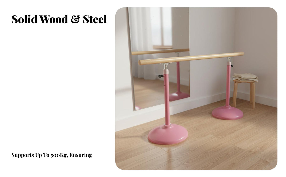 Portable Dance Barre Stable Weighted Base Adjustable Dance Barre Anti-Wobble Design Freestanding Stretching Bar for Dancers, Beginners, Gym