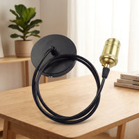 Ceiling Light Fitting with Metal Pendant Light Cord, E27 Lamp Holder and Bulb Holder for Ceiling Lighting, 10mm Threaded Entry, E27 Lamp Base