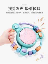 婴儿手拍鼓玩具宝宝音乐拍拍鼓早教益智幼儿童0一1岁6个月以上3六 【充电版】摇铃手拍鼓·粉色+早教双语手机