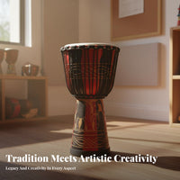 Natural Goatskin Head Elephant Carved Djembe Beginner Friendly African Djembe Drum Handmade Percussion Instrument Rich Resonant Sound for Beginners, Children, Musicians, Home Practice, Live Performance, Meditation Sessions