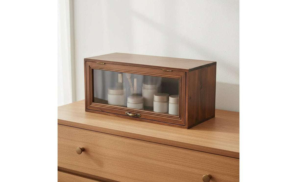 Desktop Organizer with Drawers Multi-Functional Retro Wooden Storage Box Vintage Wooden Storage Box Space-Saving Design