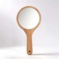 Crystal Clear Wooden Hand Mirror Distortion-Clear Handheld Mirror with Handle Portable Compact for Makeup, Travel, Dorm Room