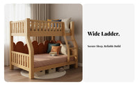 Solid Wood Bunk Bed Guard Rails Wooden Bunk Bed Frame Multi-Functional Bedroom Furniture for Children, Families, Small Areas, Guest Room, Home