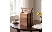 Three Layer Snack Holder Portable Wooden Box with Handle Organized Snack Container with Compartments for Living Room