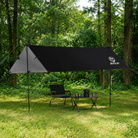 Camping Gear Tarp, Polyester, Black, 5000mm Waterproof, Outdoor Sun Shade