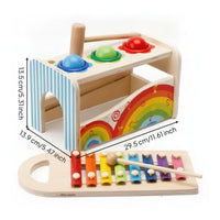 Early Learning Play Item Multifunction Wooden Xylophone Pounding Toy Fine Motor Skills Wooden Music Pounding Bench