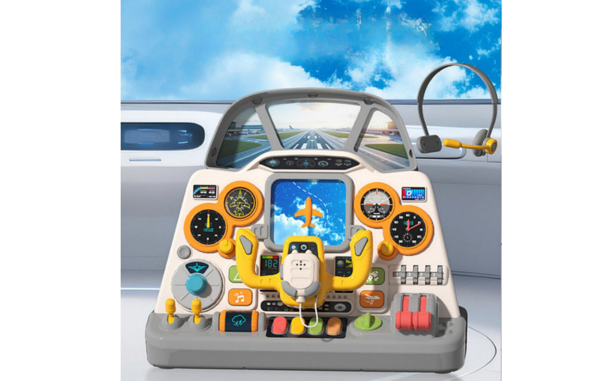 Airplane Cockpit Toy Pretend Play Flying Cockpit Toy Interactive Cockpit Dashboard Panel Kit for Young Children, Preschoolers, Playroom, Preschool
