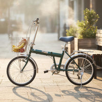 Retro Folding City Bike Internal 3-Speed Japanese Style Folding Bike Includes Rear Rack Step-Through City Bike for Commuters, City, University