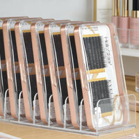 Desktop Clear Acrylic Lash Organizer Divided Slots Clear Lash Tray Space Saving Eyelash Tray Holder Easy to Clean for Salon, Vanity