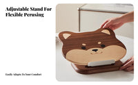Sturdy Cartoon Dog Bookrest Multi-Purpose Adjustable Bookstand with Page Holders Book Stand Portable for Office Workers, Musicians, School, Desktop, Desk, Library
