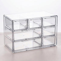 Desk Storage Organizer with Drawers, Stackable Modular Desktop for Workspace Organization, Clear Transparent Acrylic Drawer