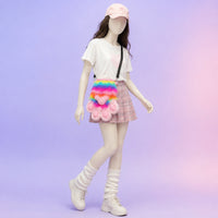 Crossbody Bag Paw-Shaped Shoulder Bag Soft Pile Purse for Teens, Cosplayers