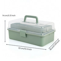 Three-Layer Foldable Storage Box with Clear Lid Portable Craft Organizer Box Sturdy Organizer with Trays Rectangular for Classroom