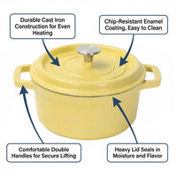 Enameled Cast Iron Dutch Oven, Heavy-Duty Cast Iron Round Pot, Ovenproof Enameled Cast Iron Dutch Oven, Enamelled Cast Iron Round Casserole Pot