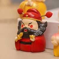 6 Pieces Chinese Deity Figurines Painted for Desk, Collectors