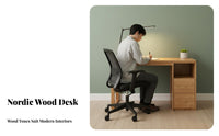 Nordic Design Single-Drawer Study Desk Natural Wood Finish Writing Table Multifunctional Use Office Furniture Sturdy frame for Students, Adults, Teens, Dorm Room, Bedroom