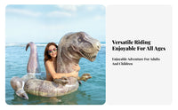 Printed Textured Pattern Dinosaur Swim Circle Raised Tail Inflatable Dinosaur Floating Seat