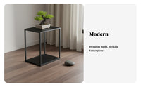 Chinese Design Iron Art Display Shelf Multi-Purpose Black Metal Display Stand Versatile Minimalist Pedestal Riser Coordinated Set for Bonsai Enthusiasts, Collectors, Windowsill, Office Desk