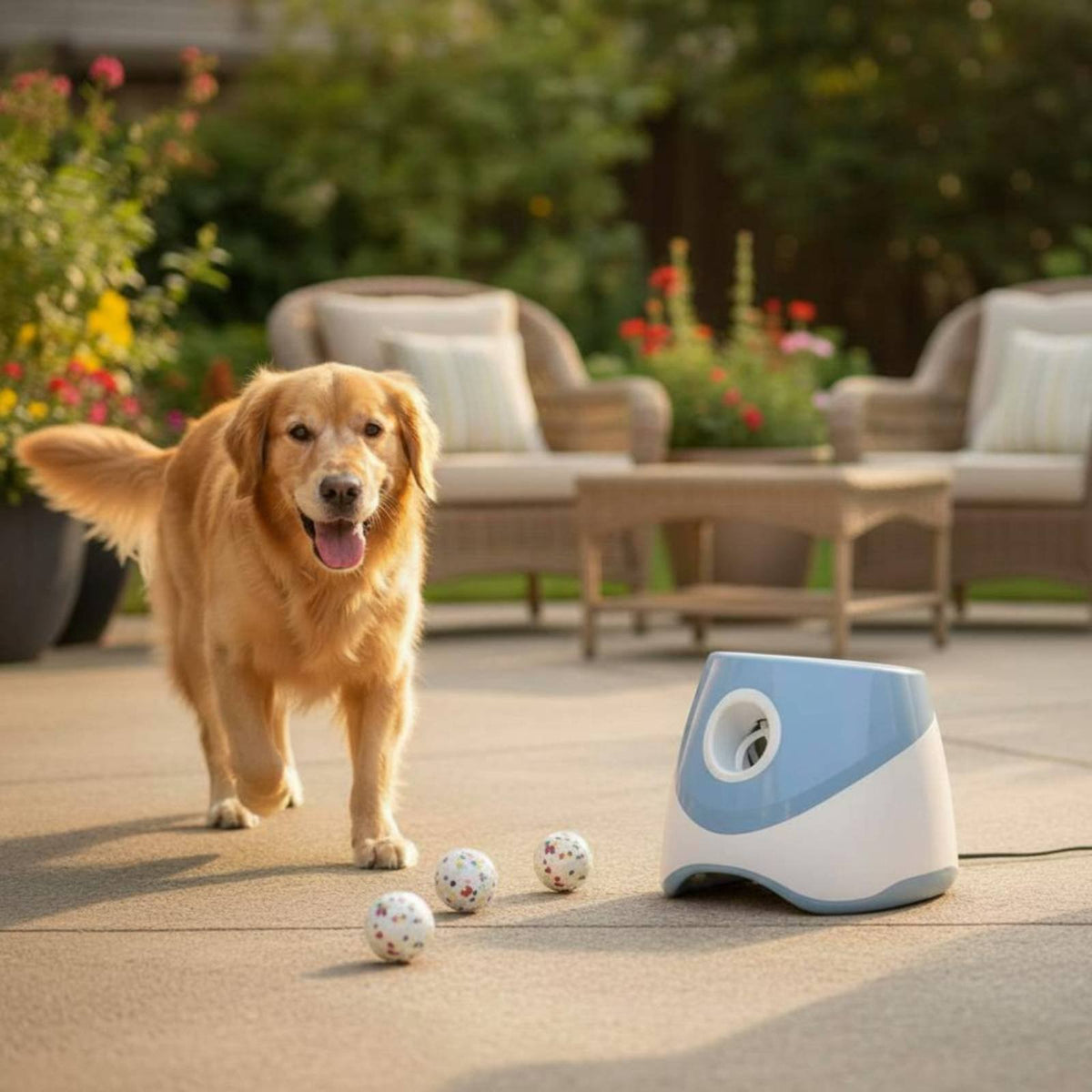 Hands-Hands-Deactivated Play Rechargeable Ball Launcher Adjustable Range Automatic Ball Launcher Indoor and Outdoor Use for Border Collies