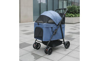 Spacious Pet Stroller with Mesh Panels Secure Dog Cart with Adjustable Handle Portable Wheeled Pet Carrier Foldable for Dogs