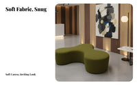 Rounded Outline Curvy Modular Sofa Geometric Shape Reconfigurable Loveseat and Ottoman Soft Cushioned Upholstery Seating Furniture Modern Design for Homeowners, Apartment Dwellers, Business Clients, Reception Area, Office, Shopping Mall, Living Room