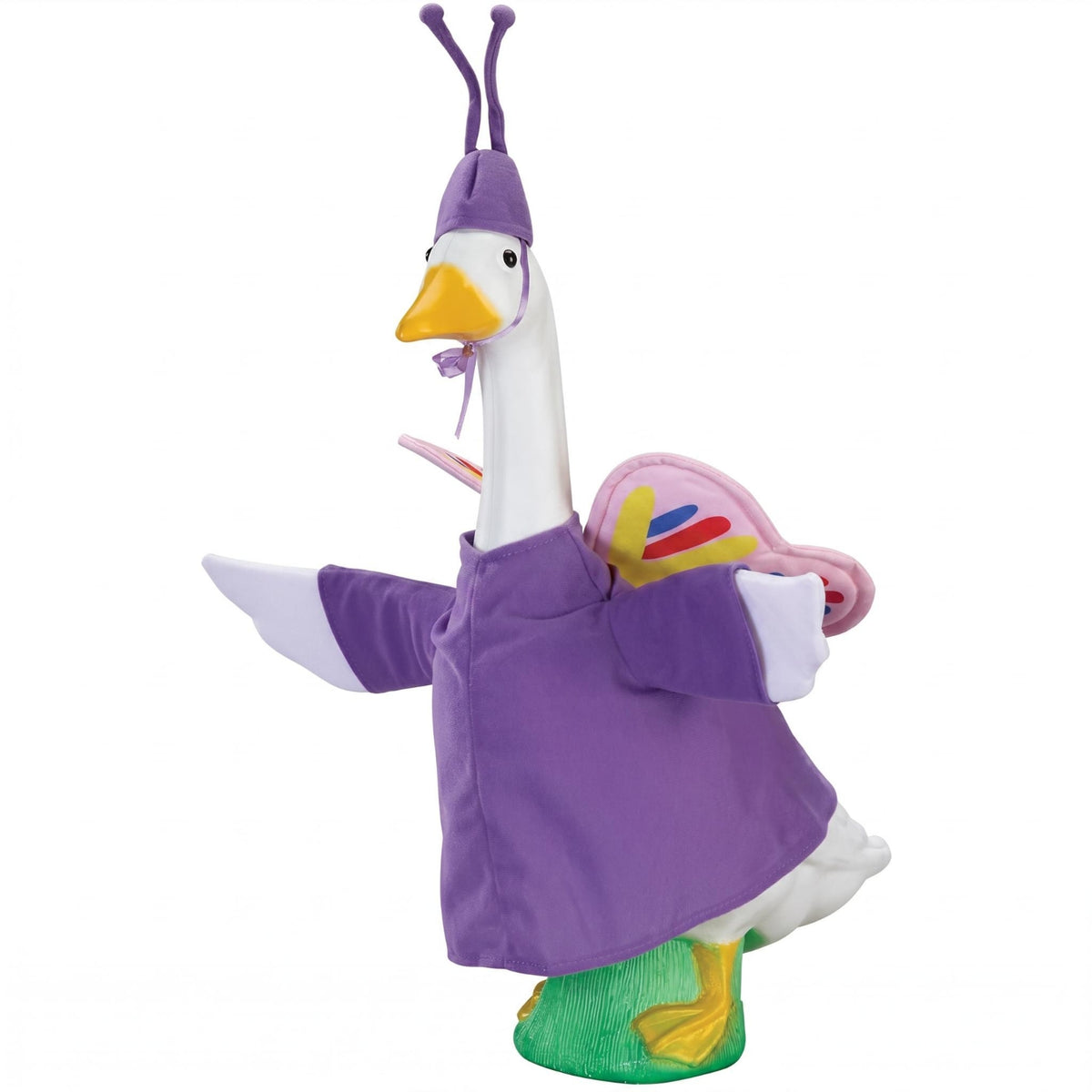 Butterfly Goose Ornament Green Base Porch Goose Ornament Outdoor Decoration Violet Whimsical Decor for Yard