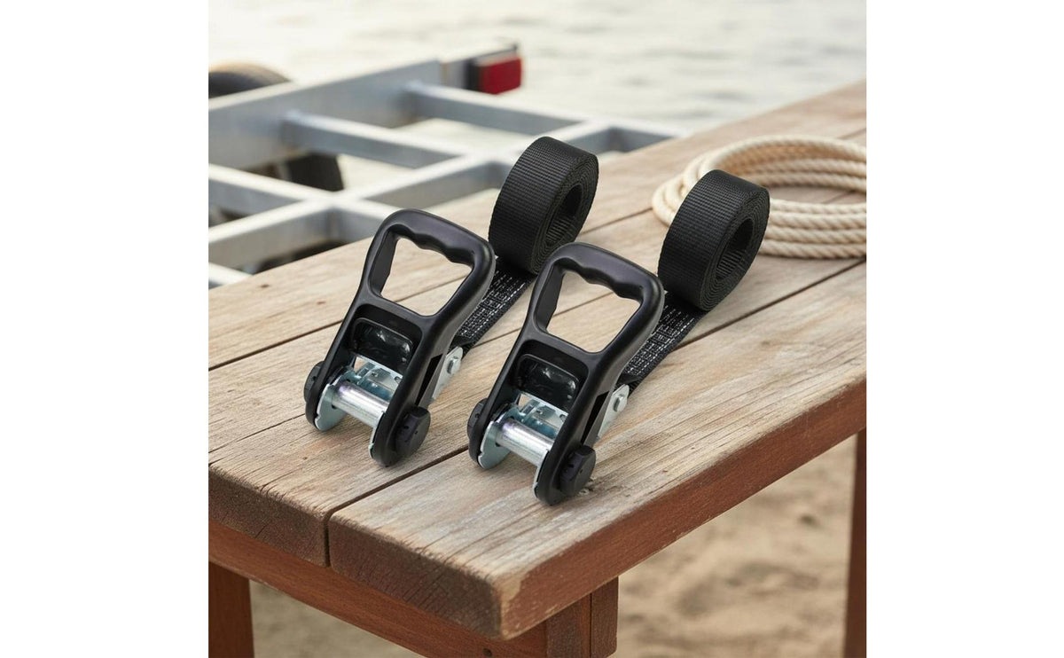 Long-Lasting Nylon Ratchet Tie-down Strap Reinforced Stitching Heavy Duty Ratchet Strap Multi-Purpose Easy to Use for Hauling