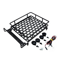 RC Roof Rack with Light Bar High Brightness Roof Rack Luggage Carrier Easy to Install Model Cargo Basket for Hobbyists