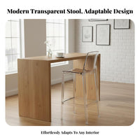 Nordic design Clear rearrest Bar Stool Transparent rear Counter Chair Easy to Clean Seating Furniture Modern Design for homeowners, Restaurant Owners, Adults, Kitchen Island, Cafe, Lounge, Dining Room