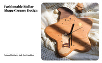 Solid Wood Star Shaped Wooden Clock Easy to Hang Child S Room Wall Clock Battery Operated for Toddlers, Newborns, Bedroom, Playroom