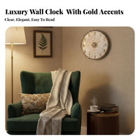 Non-Ticking Luxury Shell Face Clock Quartz Movement Silent Wall Clock Easy to Install for Homeowners, Gift Givers, Bedroom, Hallway, Kitchen