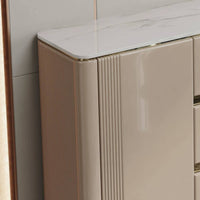 Sideboard with Metal Legs Marble-Look Sideboard Cabinet with Storage Modern Storage Cabinet for Dining Room, Entryway