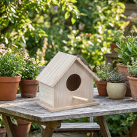 Blue Pitched Roof Bird House and Bird Box, Wooden Parrot Breeding Box 29.5x15x15cm for Parakeet, Hanging Nesting Unit with Perch and Dispenser