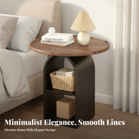 Light Luxury Design Bedside Storage Shelf Creative Design 2-Tier Storage Nightstand Versatile 2-Tier Round Side Table Easy Assembly for Apartment Dwellers, Homeowners, Students, Bedroom, Small Areas, Study Room, Hallway