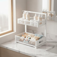 Pull-out Cabinet Organizer Versatile Adjustable Rack Large Capacity 2-Tier Sliding Basket Organizer for Kitchen, Pantry, Lavatory