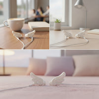 Angel Wing Earphone Decorations Cute Earbud Decorations with Wings Wired Earphone Accessory 3D Sculpted for Teens, Photoshoots
