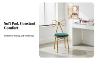 Bow Back Dressing Stool Vanity Chair Round Padded Vanity Seat Light Luxury Bedroom Furniture for Women, Dressing Room, Nail Salon