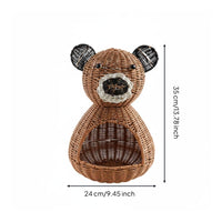 animal Shaped Basket Large Capacity Faux Rattan Animal Basket Sturdy Woven animal Storage Bin for Kids, Picnic, Nursery, Desktop