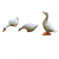 3 Pieces Realistic Feather Detail Duck Figurine Mixed Poses Garden Duck Ornament for Water Feature