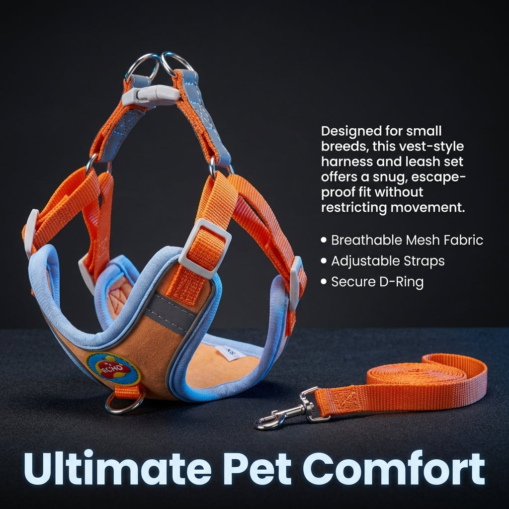 Dog Harness Leash Soft, Adjustable Soft Padded Pet Vest, Soft Mesh Reflective Breathable, Small Medium Dogs, Harness Leash, Pet Vest Harness