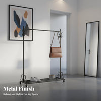 Nordic & fashion Single-Rod Clothing stand with Shelf Freestanding Garment Rack Minimalist Design Clothes Easy Assembly for Students, Renters, residents, Bedroom, Dorm Room, Entryway