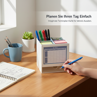 2027 Rotatable Pen Holder Desk Calendar with Schedule Planner & Monthly Notes
