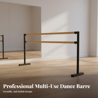 Freestanding Double Barre Stable Double Ballet Bar Anti-Slip Base Freestanding Dance Barre for Dancers, Ballerinas, Gym