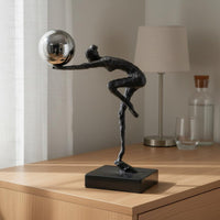 Cast Iron Decor Sculpture Metal Texture Abstract Dancer Figurine Eye-Catching Display Gymnast Statue for Living Room, Bedroom, Tv Stand